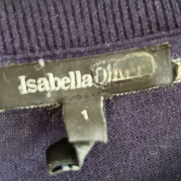 Isabella Oliver Navy White Striped Sweater Womens 1 M 8 Crewneck Longsleeve Top - Picture 4 of 5